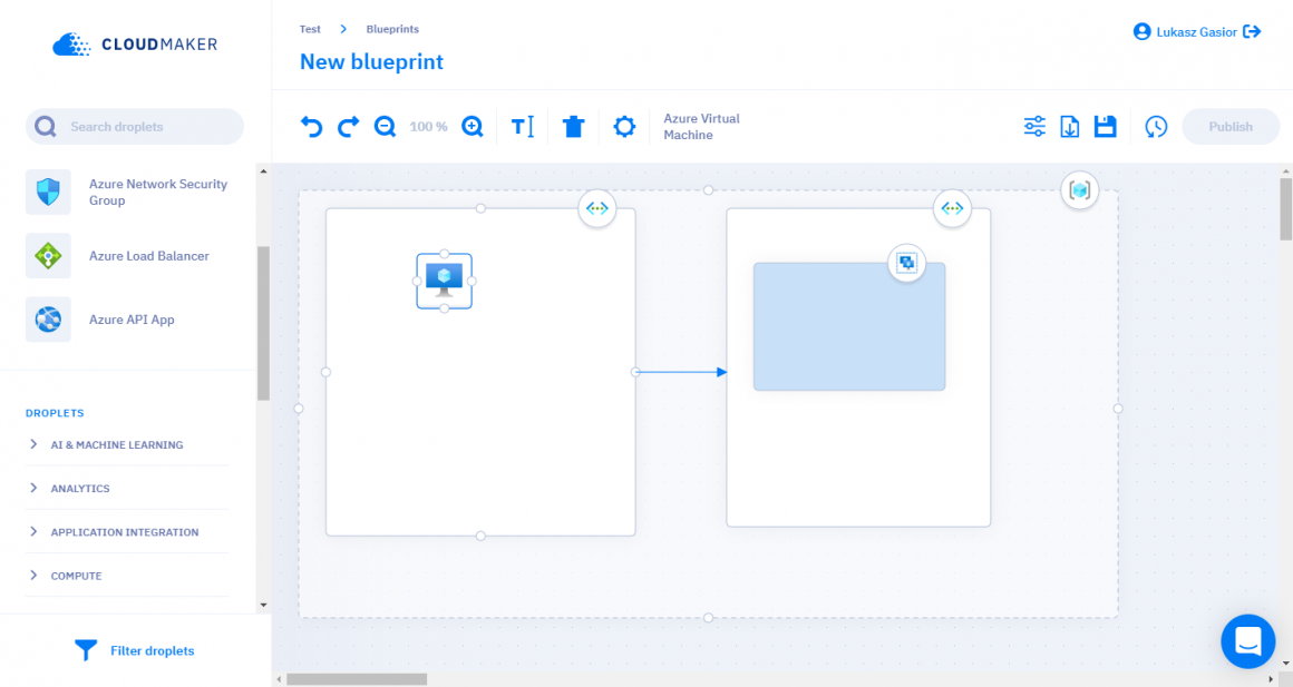 Cloud Maker – main UI and sample diagram