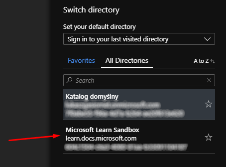 selecting azure sandbox